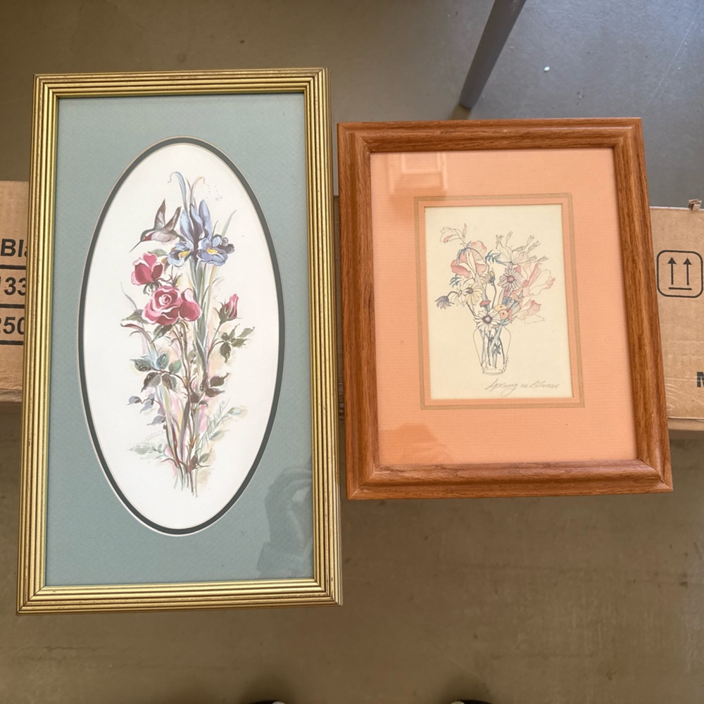 Vintage Floral Framed Art Set